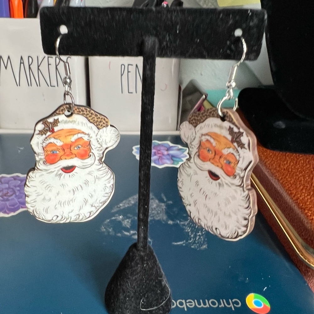 - Fun whimsical Santa earrings-New